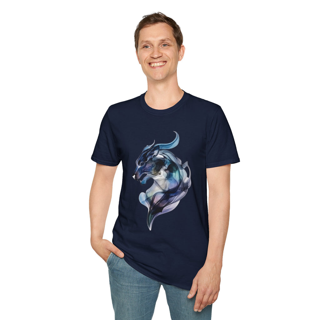 Mystic Smoke Wolf T-Shirt — Abstract Blue Wolf Art Tee