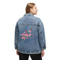 Women's Denim Jacket with Cherry Blossom Back Embroidery — Floral Jean Jacket