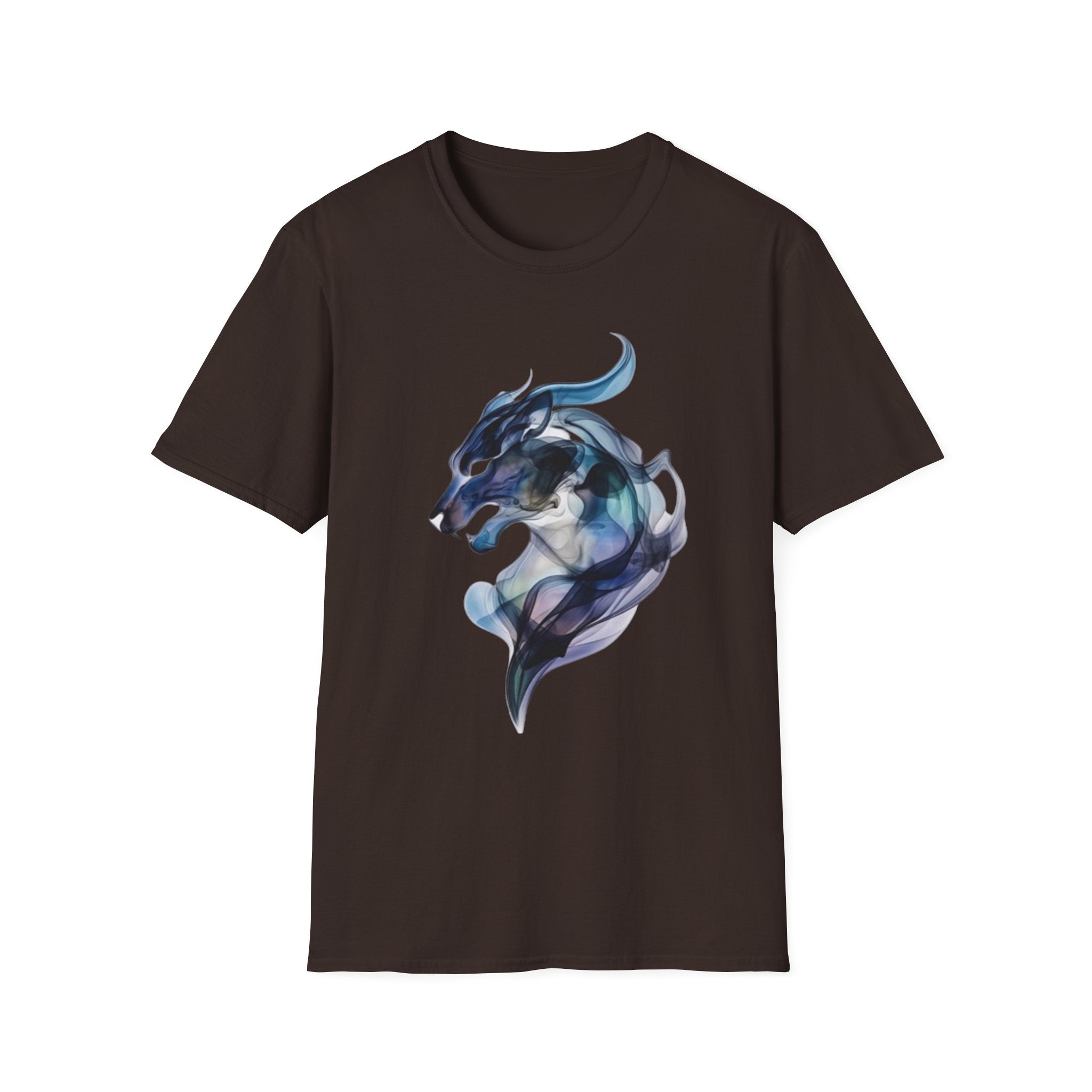 Mystic Smoke Wolf T-Shirt — Abstract Blue Wolf Art Tee