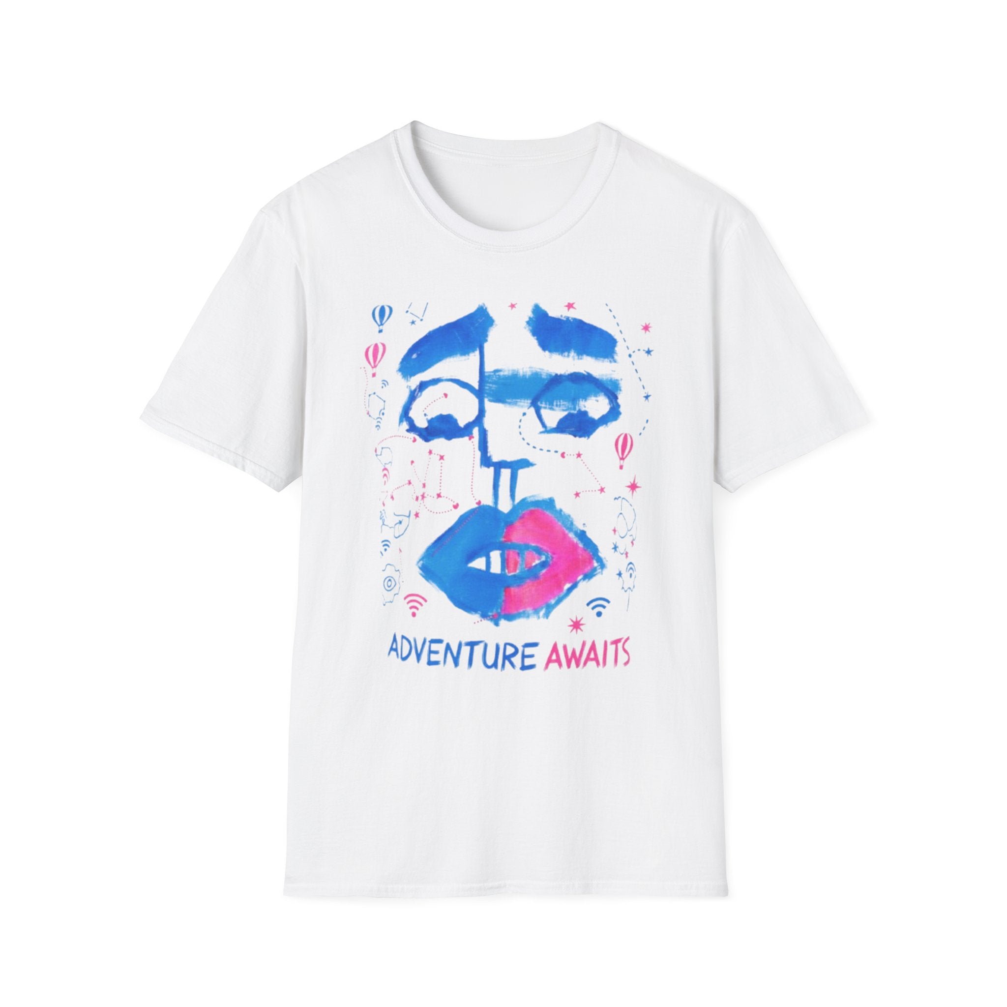 Adventure Awaits T-Shirt — Abstract Face Travel Graphic Tee