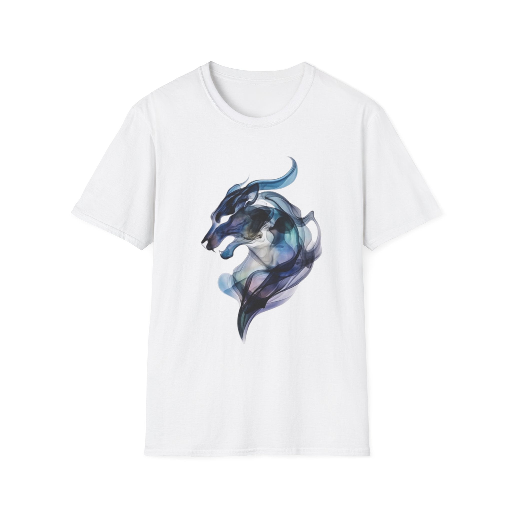 Mystic Smoke Wolf T-Shirt — Abstract Blue Wolf Art Tee