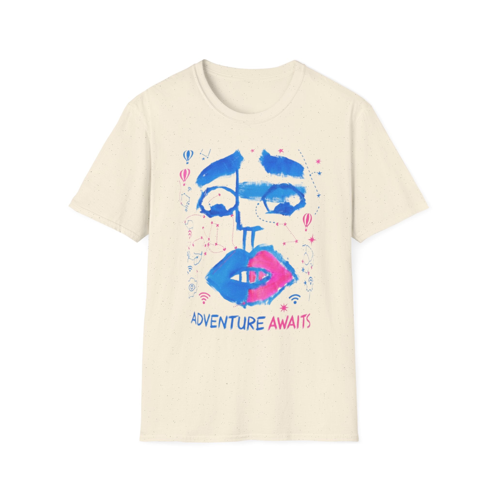 Adventure Awaits T-Shirt — Abstract Face Travel Graphic Tee