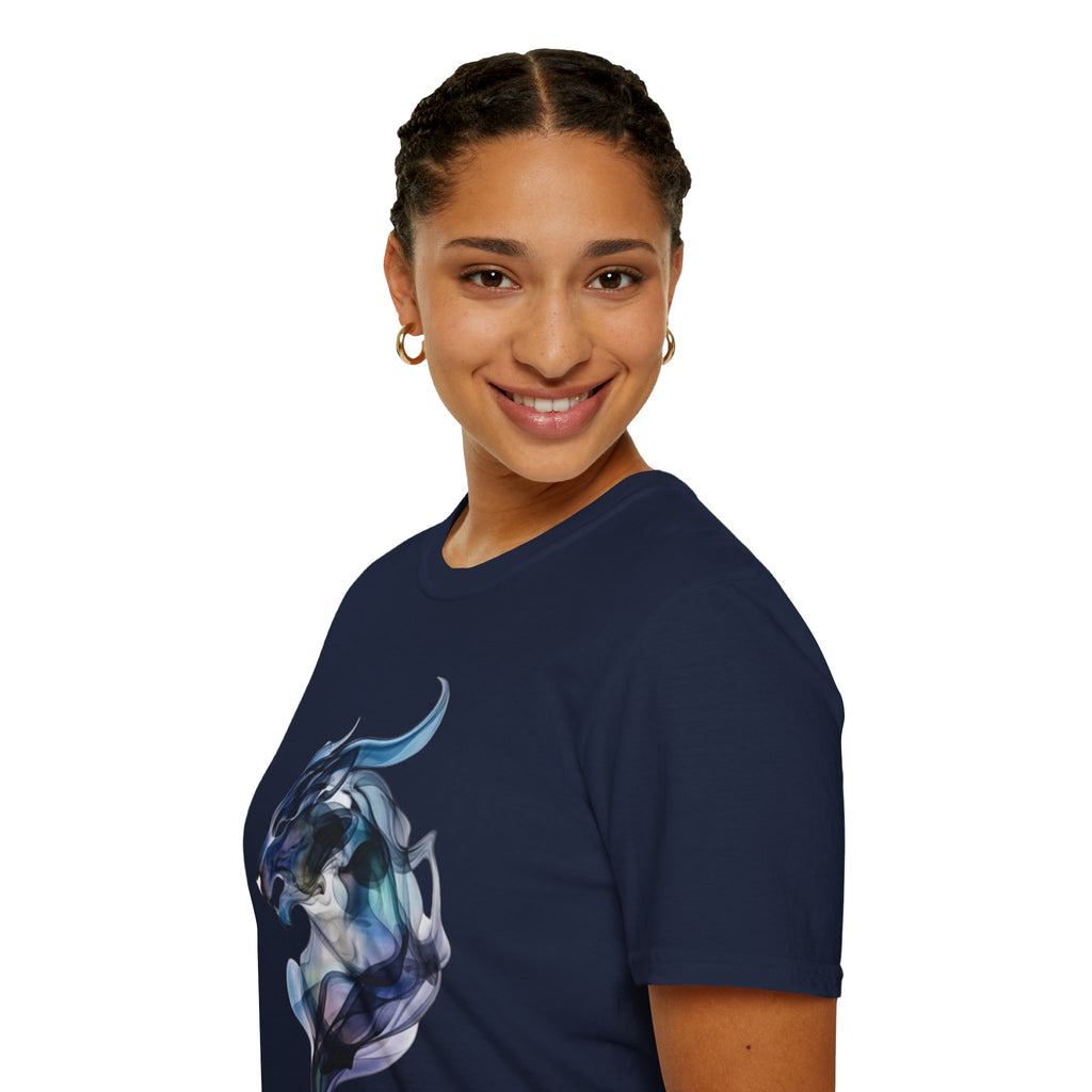 Mystic Smoke Wolf T-Shirt — Abstract Blue Wolf Art Tee