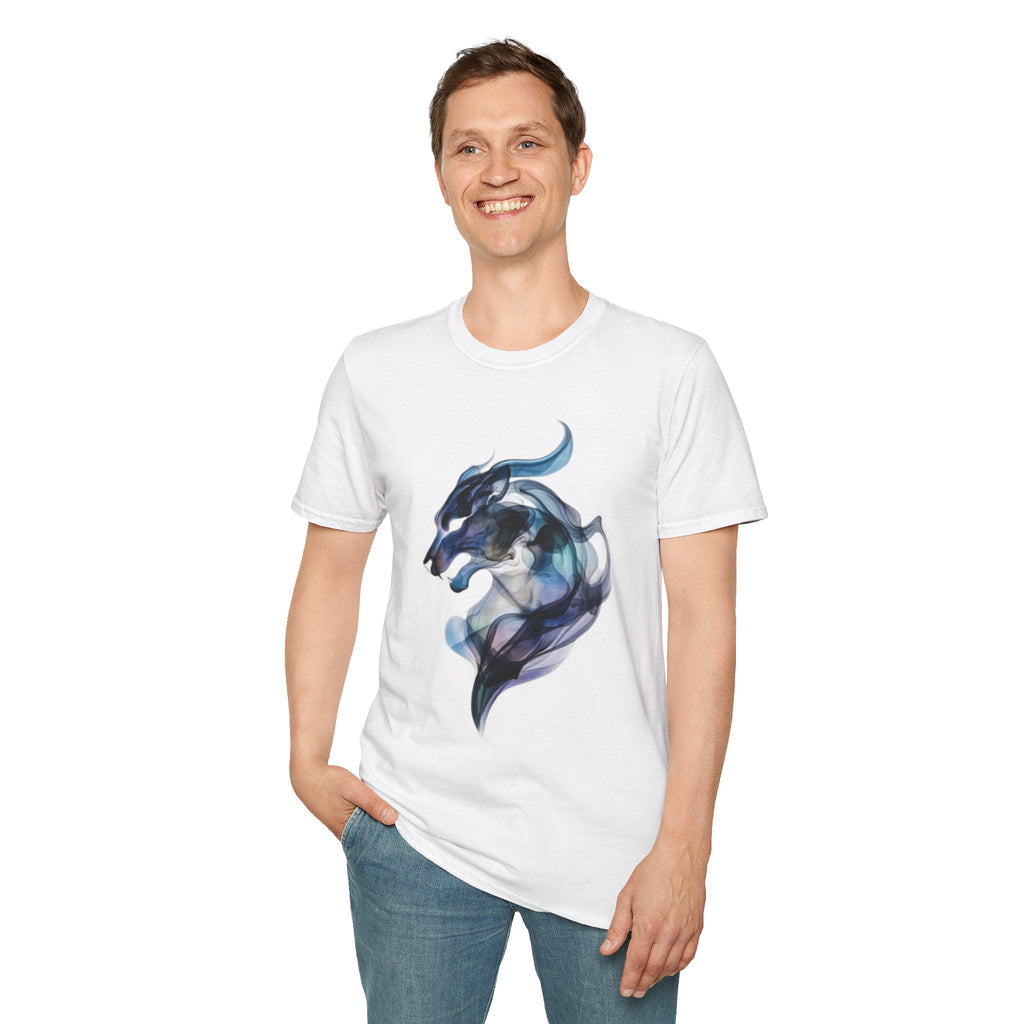 Mystic Smoke Wolf T-Shirt — Abstract Blue Wolf Art Tee