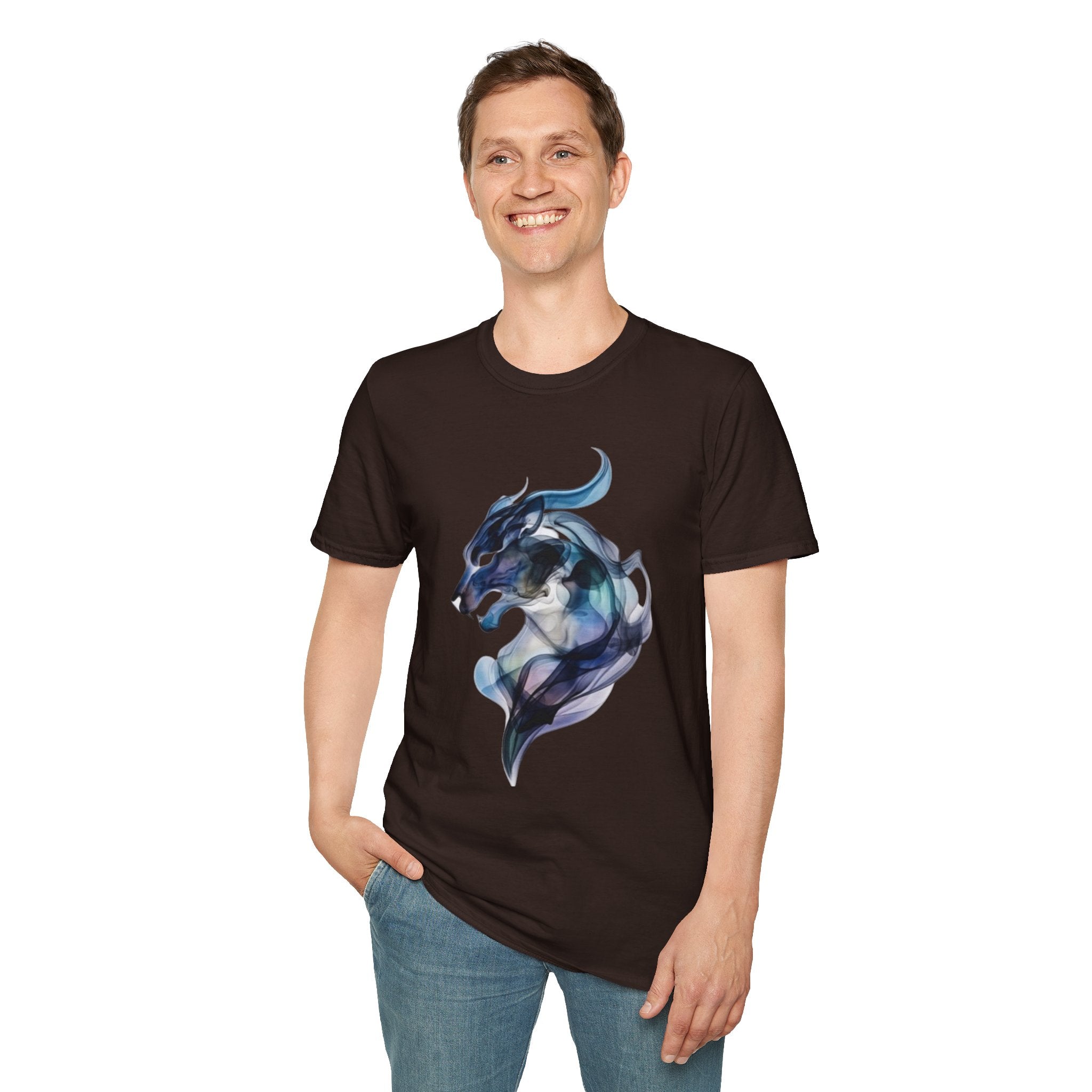 Mystic Smoke Wolf T-Shirt — Abstract Blue Wolf Art Tee