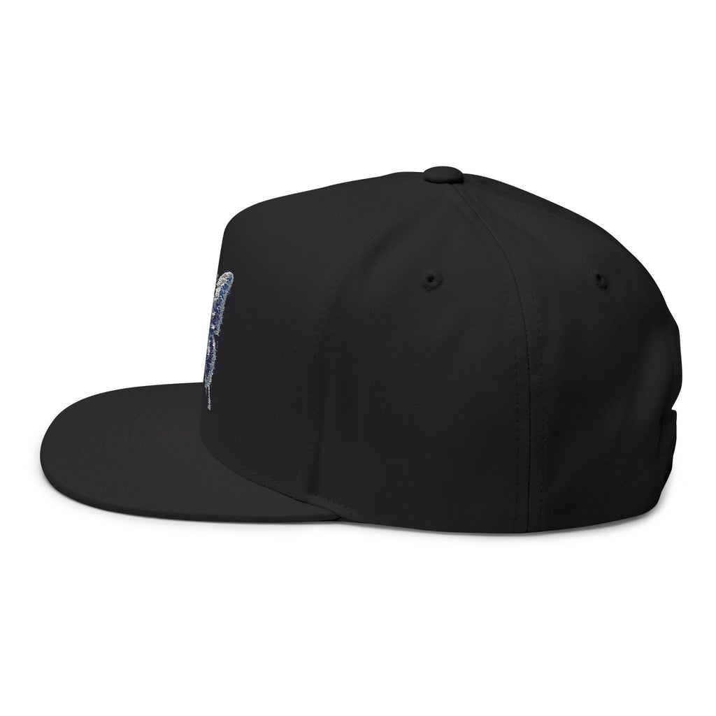 Embroidered Blue Butterfly Flat Bill Cap