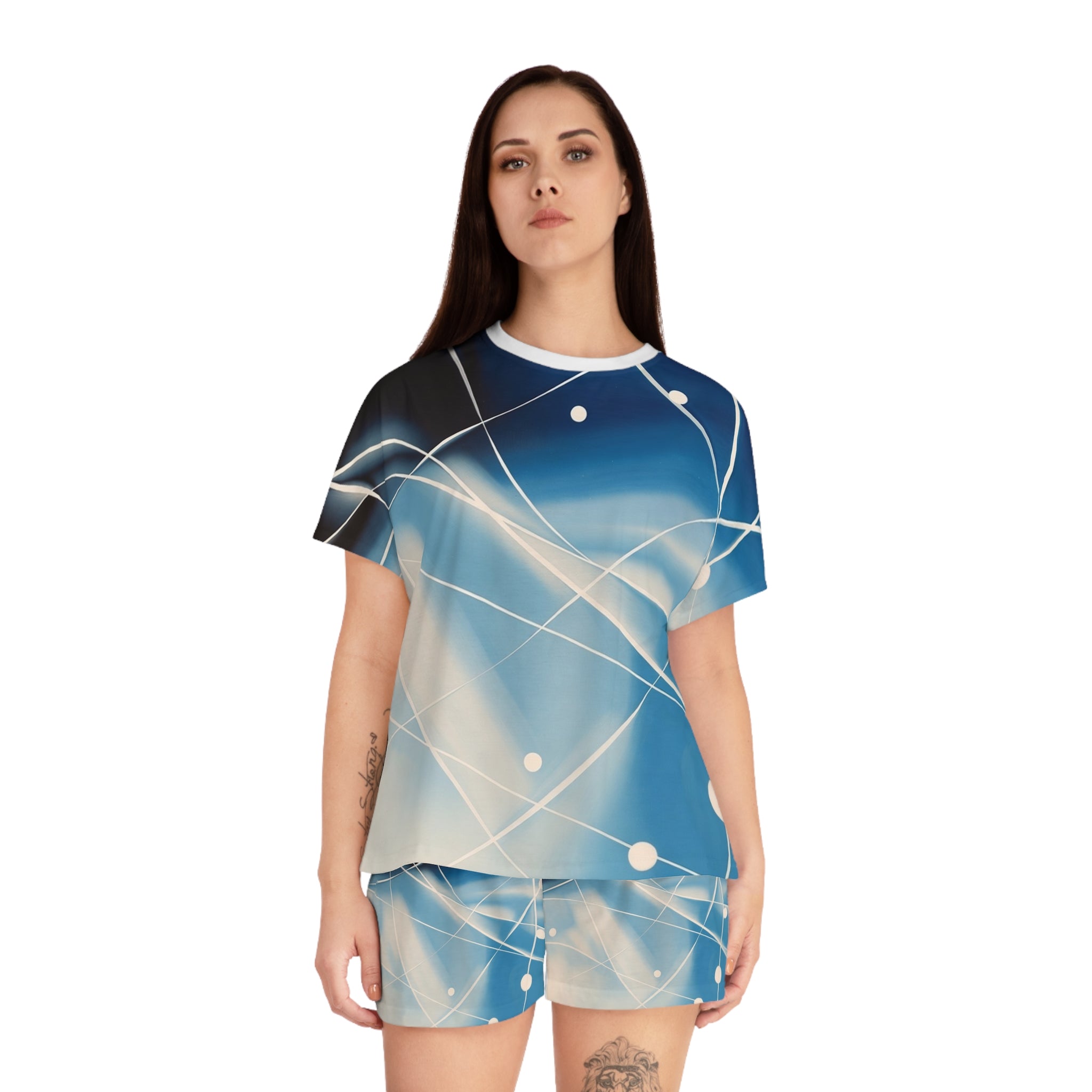 Abstract Blue Nebula Women's Short Pajama Set