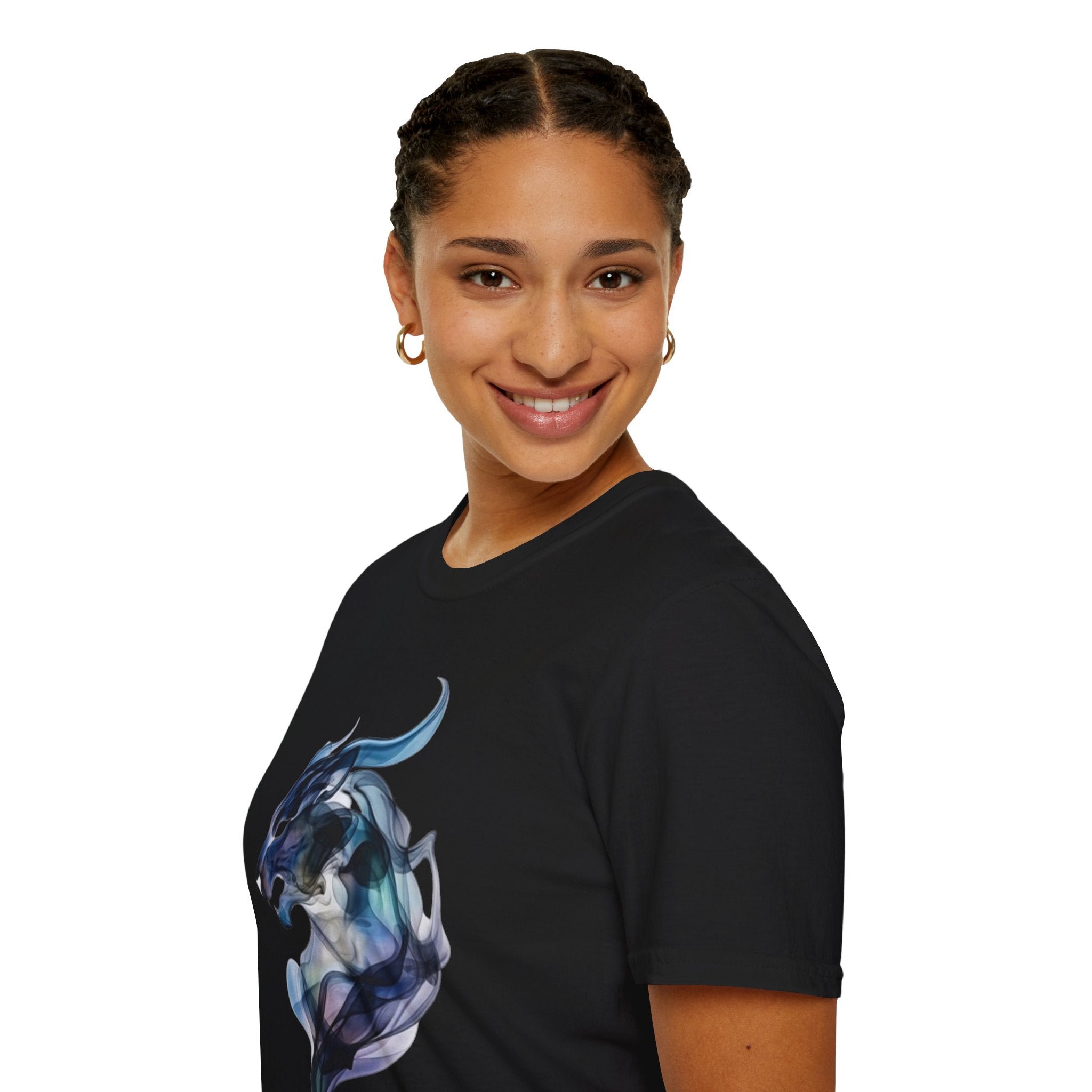 Mystic Smoke Wolf T-Shirt — Abstract Blue Wolf Art Tee