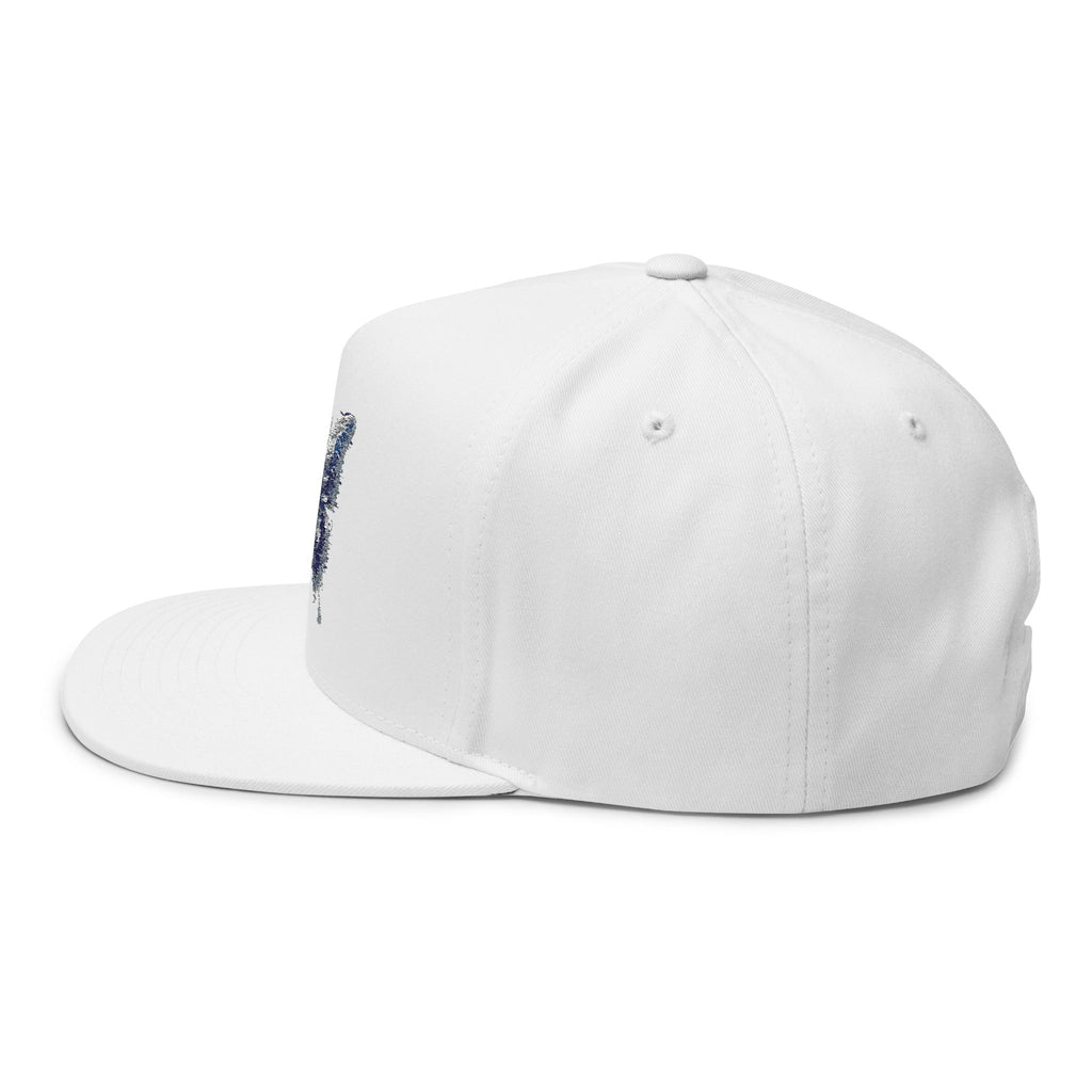 Embroidered Blue Butterfly Flat Bill Cap