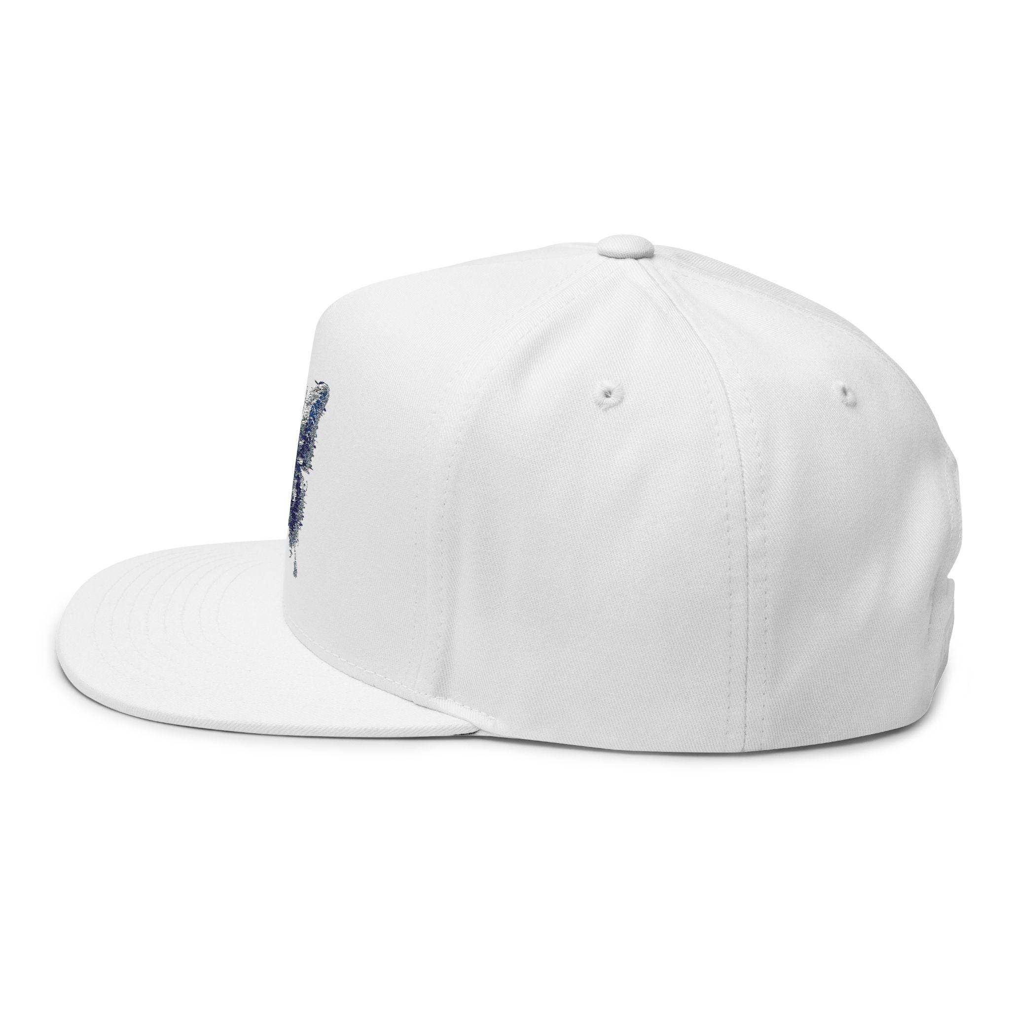 Embroidered Blue Butterfly Flat Bill Cap